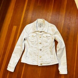 Guess White Denim Jacket with Gold Buttons